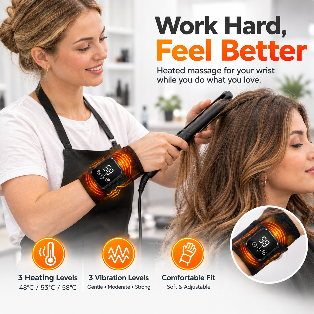 Electric Heated Wrist Brace with Vibration Massage